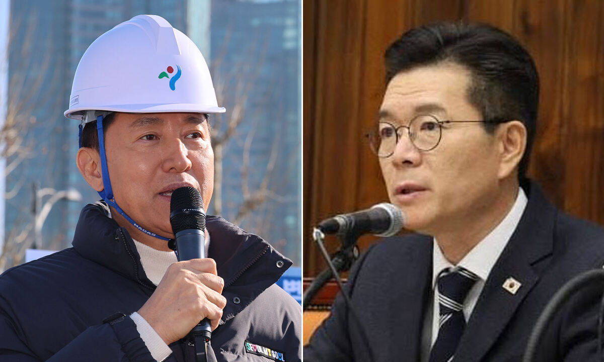 오세훈 서울시장(왼쪽), 정원오 성동구청장. 뉴시스·정원오 성동구청장 페이스북